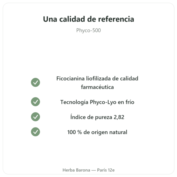 Phyco-500 – 30 Cápsulas – Ficocianina Liofilizada Inmunidad calidad Paris Herba Barona