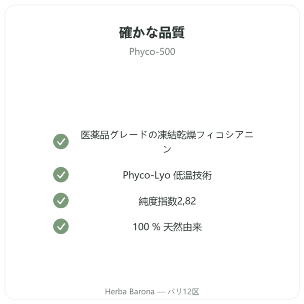 Phyco-500 30カプセル – 凍結乾燥フィコシアニン quality Paris Herba Barona