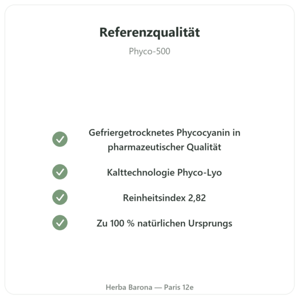 Phyco-500 – 30 Kapseln – lyophilisiertes Phycocyanin Qualität Paris Herba Barona
