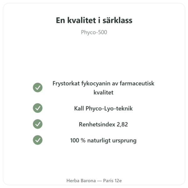 Phyco-500 30 kapslar - frystorkat fykocyanin immunförsvar kvalitet Paris Herba Barona