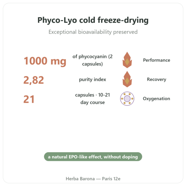 Phyco-Équine 21 Capsules – Phycocyanine for Horse Performance benefits and key facts Paris Herba Barona