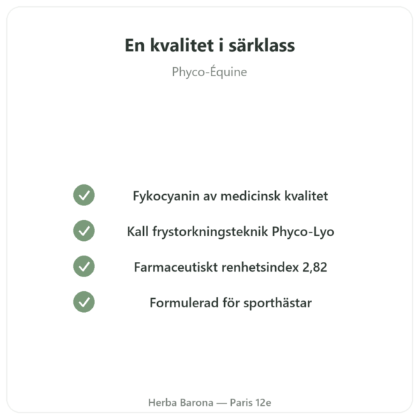 Phyco-Équine 21 kapslar - fykocyanin prestation häst kvalitet Paris Herba Barona