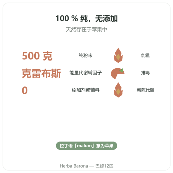 苹果酸粉末 500 g Nature et Partage 功效与数据 Paris Herba Barona
