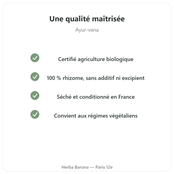Poudre de gingembre indien bio 150 g Ayur-vana qualite et garanties Paris Herba Barona