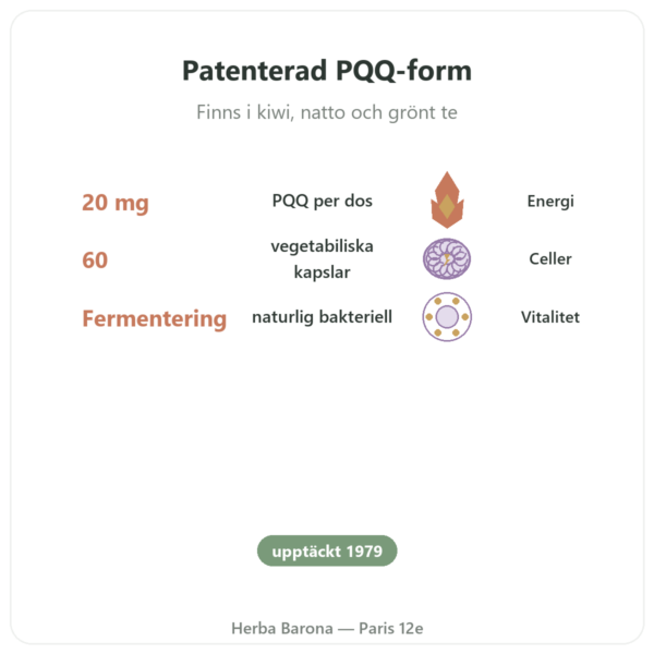 PQQ 20 mg – Osavi – Pyrrolokinolinkinon fördelar och nyckelfakta Paris Herba Barona