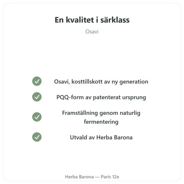 PQQ 20 mg – Osavi – Pyrrolokinolinkinon kvalitet Paris Herba Barona