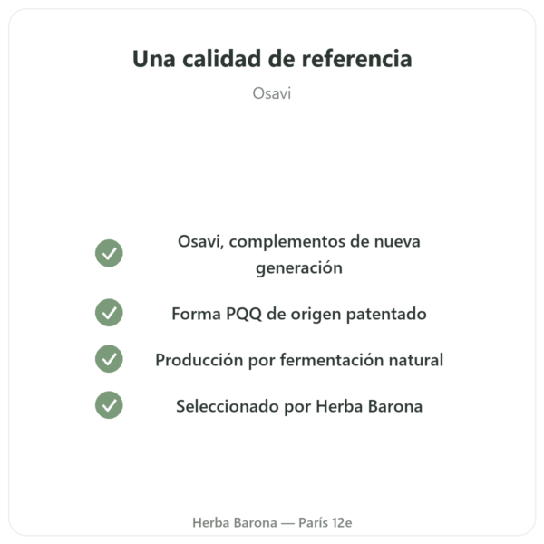 PQQ 20 mg – Osavi – Pirroloquinolina Quinona calidad Paris Herba Barona