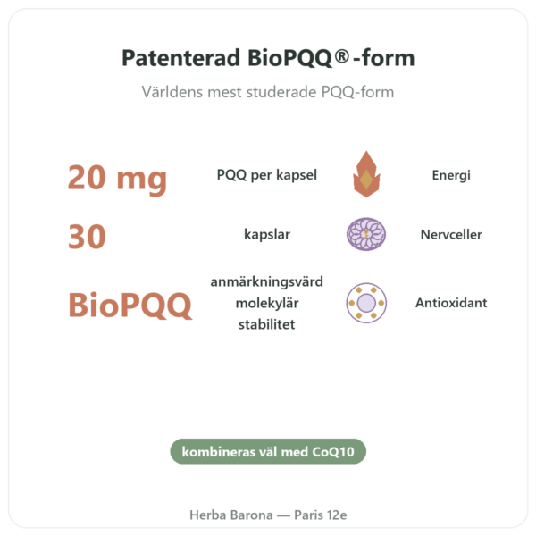 PQQ BioPQQ 20 mg – Doctor's Best – 30 kapslar fördelar och nyckelfakta Paris Herba Barona