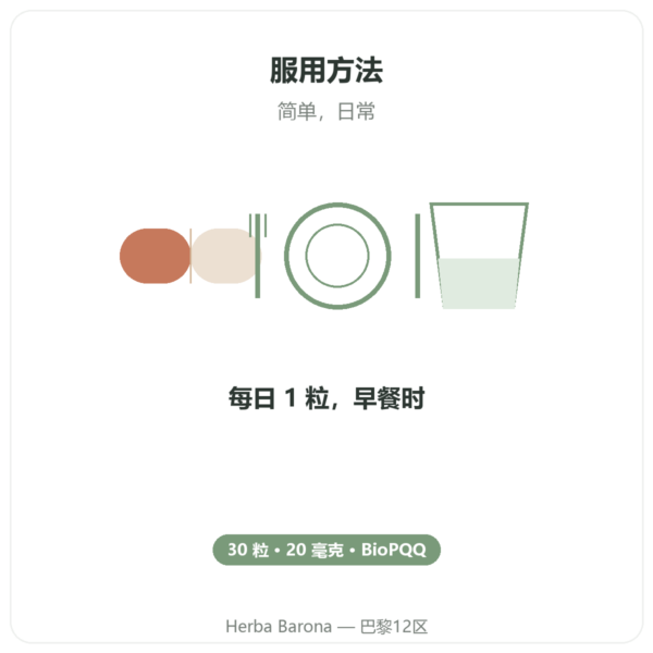 PQQ BioPQQ 20 mg – Doctor's Best – 30 粒胶囊 使用方法与建议剂量 Paris Herba Barona