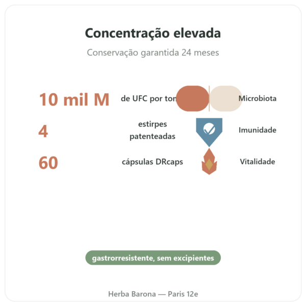 Probio 4 Dynveo 60 cápsulas benefícios e dados principais Paris Herba Barona
