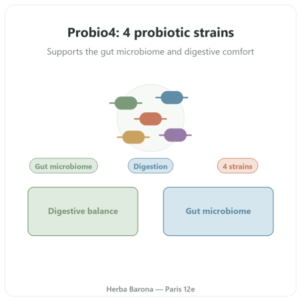 Probio4 – Dynveo – 28 capsules presentation Paris Herba Barona