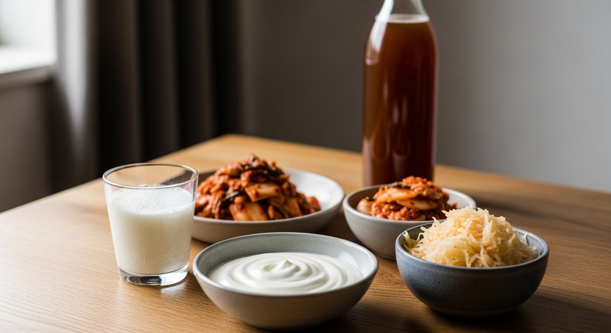 Probiyotik açısından zengin fermente besinler: yoğurt, kefir, lahana turşusu, kimchi, Herba Barona Paris 12. bölge