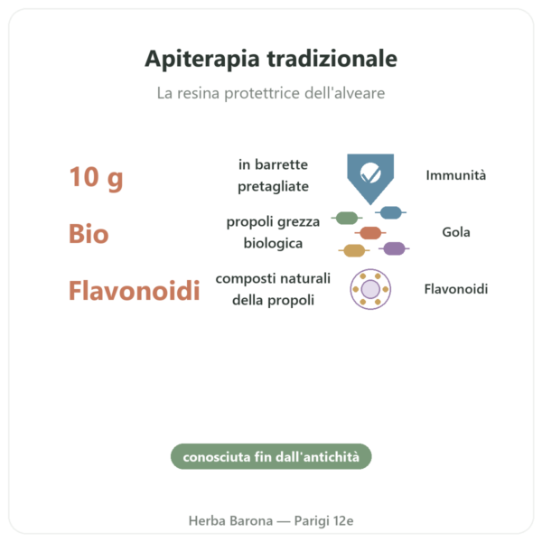 Propoli pura da masticare bio in barretta – Propolia benefici e dati chiave Paris Herba Barona
