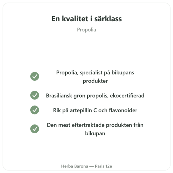 Propolis Grön Ekologisk – Propolia – 90 kapslar kvalitet Paris Herba Barona