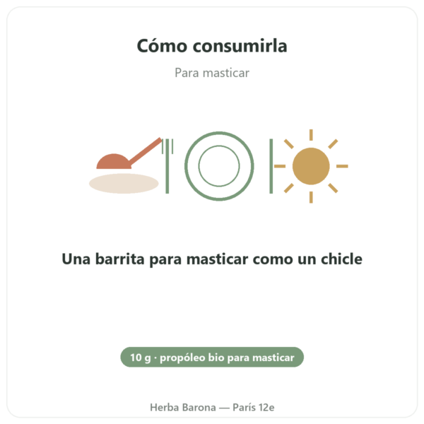 Própolis Pura para Masticar Bio en Barra – Propolia modo de empleo y dosis Paris Herba Barona