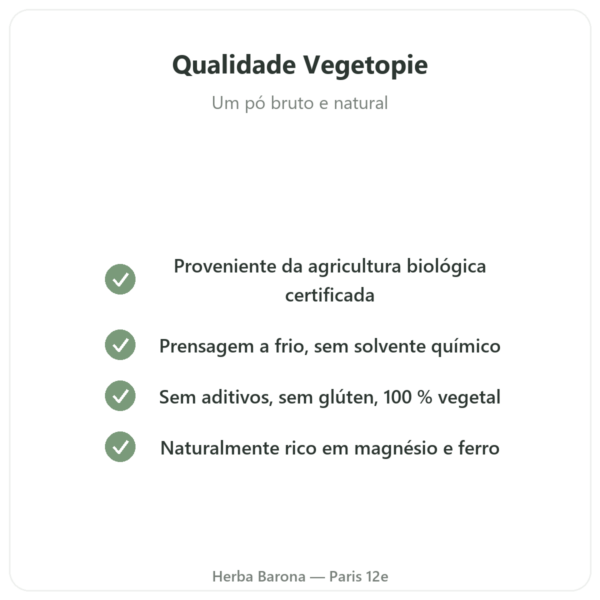 Proteína de Cânhamo bio em pó – Vegetopie – 500g qualidade Paris Herba Barona