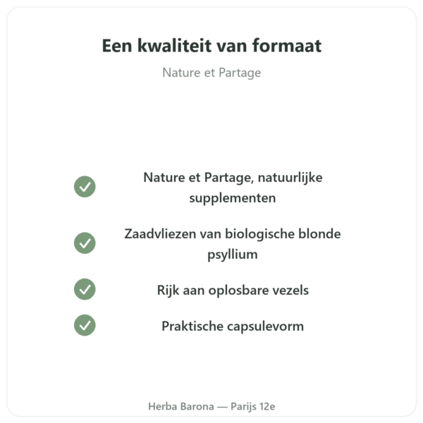 Psyllium Bio 500mg – 120 capsules – Nature et Partage kwaliteit Paris Herba Barona