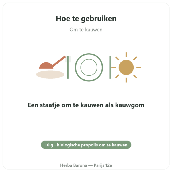 Pure Biologische Kauwpropolis in Reep – Propolia gebruiksaanwijzing en dosering Paris Herba Barona