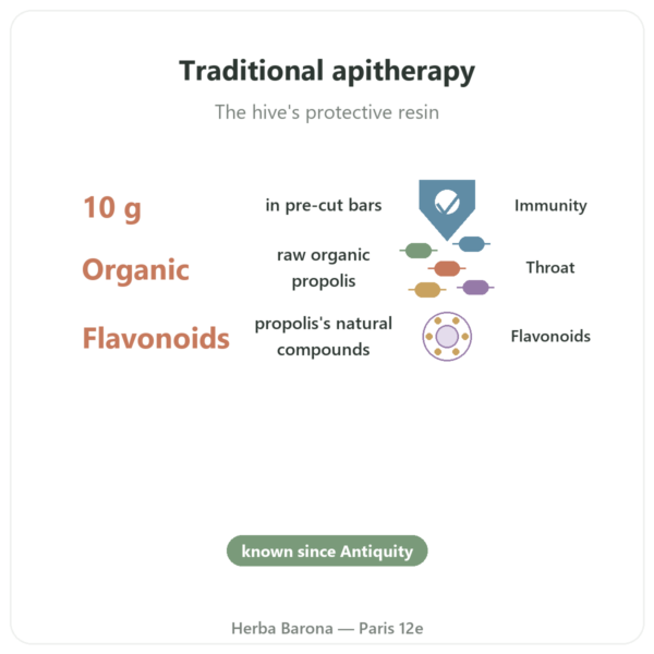 Pure Organic Chewable Propolis Bar - Propolia benefits and key facts Paris Herba Barona