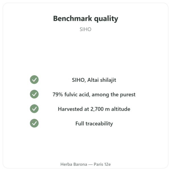 Pure Shilajit Resin - SIHO - 79% Fulvic Acid - 30g quality Paris Herba Barona