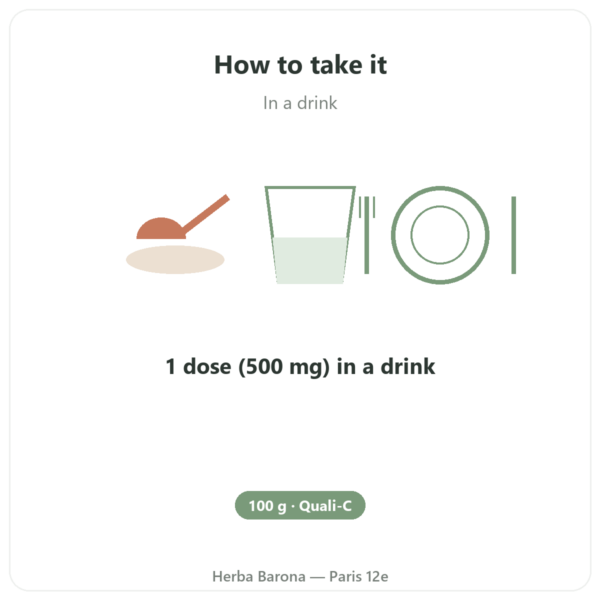 Pure Vitamin C Quali-C Powder 100g - Dynveo directions and dosage Paris Herba Barona