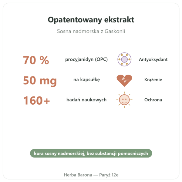 Pycnogenol 50 mg 60 Kaps. Dynveo korzyści i najważniejsze fakty Paris Herba Barona
