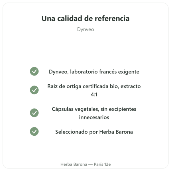 Raíz de Ortiga BIO – Dynveo – Extracto 4:1 – 60 cápsulas calidad Paris Herba Barona