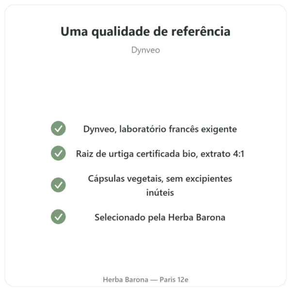 Raiz de Urtiga Bio – Dynveo – Extrato 4:1 – 60 cápsulas qualidade Paris Herba Barona
