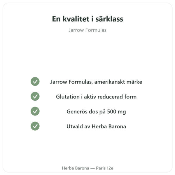 Reducerat Glutation 500 mg 60 Kapslar Jarrow Formulas – Köp kvalitet Paris Herba Barona