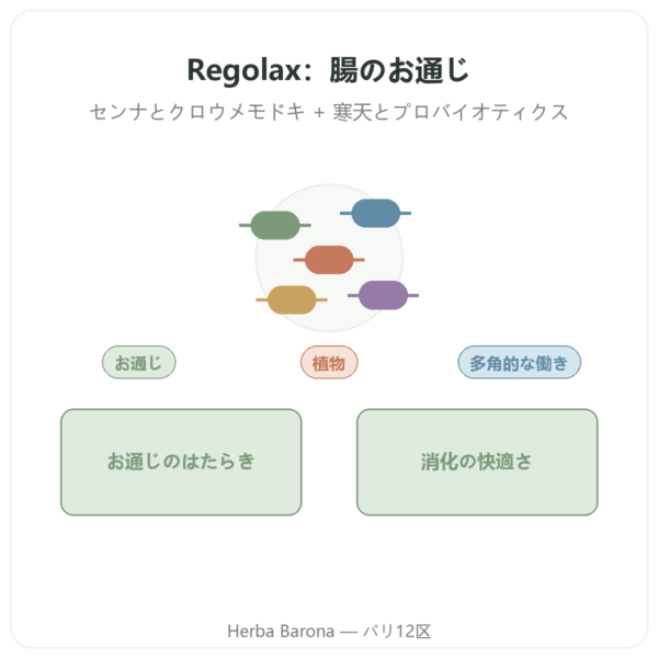 REGOLAX センナ・クロウメモドキ Tongil 50カプセル presentation Paris Herba Barona