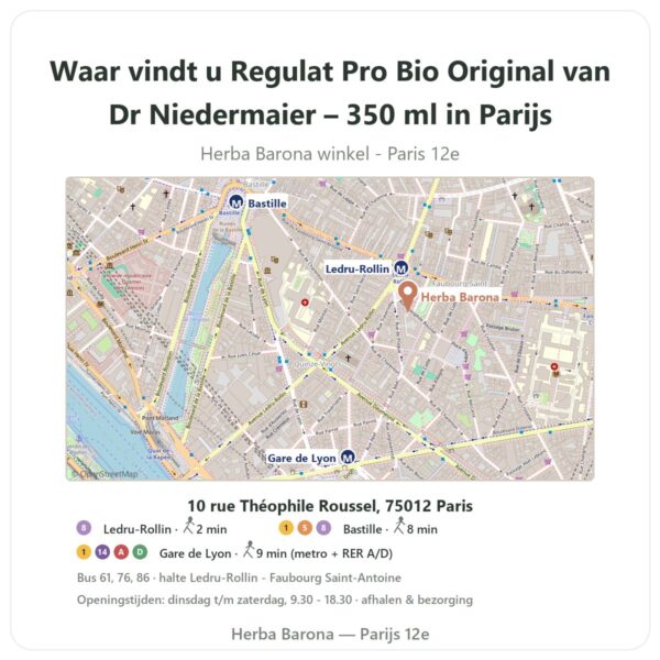 Waar vindt u Regulat Pro Bio Original van Dr Niedermaier – 350 ml in Parijs - winkelplattegrond Herba Barona Paris 12e