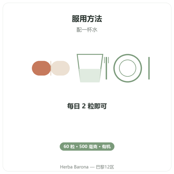 有机灵芝 -Dynveo – 500mg -60粒 使用方法与建议剂量 Paris Herba Barona