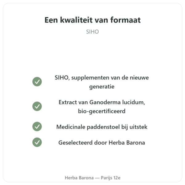 Reishi Extract Bio – SIHO – 60 capsules kwaliteit Paris Herba Barona