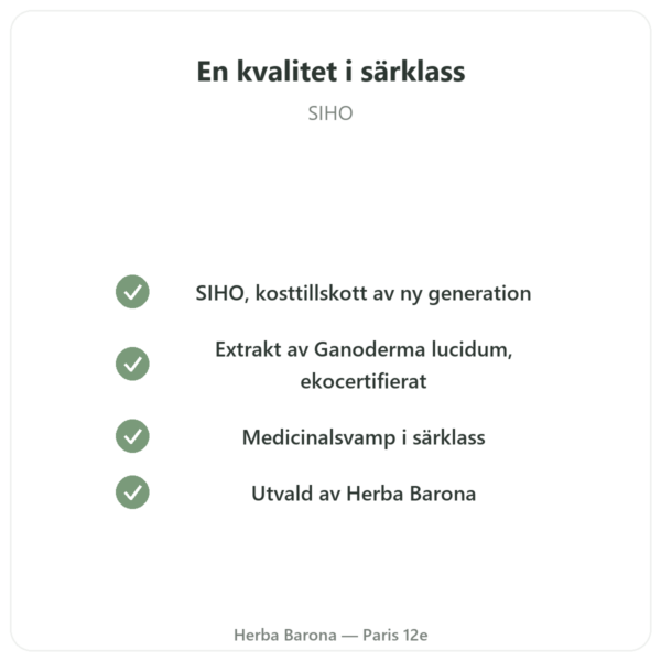 Reishi Extrakt Ekologisk – SIHO – 60 kapslar kvalitet Paris Herba Barona