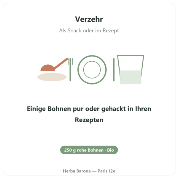 Rohe Bio-Kakaobohnen, Sorte Criollo – 250 g – Saldac Anwendung und Dosierung Paris Herba Barona