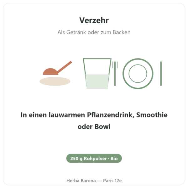 Rohes Bio-Kakaopulver Criollo – 250 g – Saldac Anwendung und Dosierung Paris Herba Barona