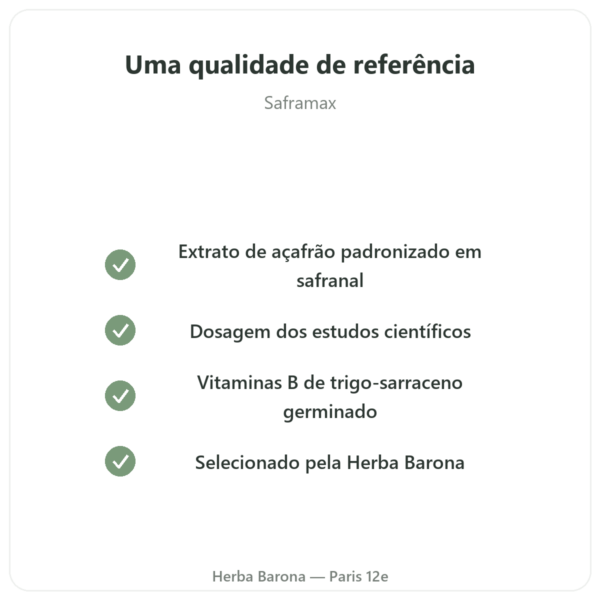 SAFRAMAX – 60 cápsulas Safranal – extrato de açafrão + vitaminas B qualidade Paris Herba Barona