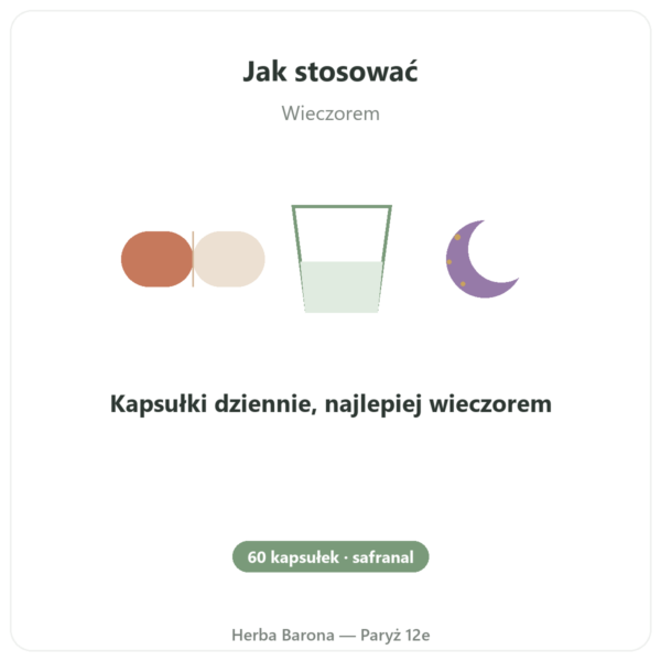 SAFRAMAX - 60 kapsulek Safranal - ekstrakt z szafranu + witaminy B sposób użycia i dawkowanie Paris Herba Barona