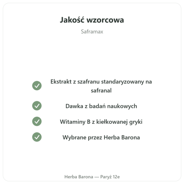 SAFRAMAX - 60 kapsulek Safranal - ekstrakt z szafranu + witaminy B jakość Paris Herba Barona