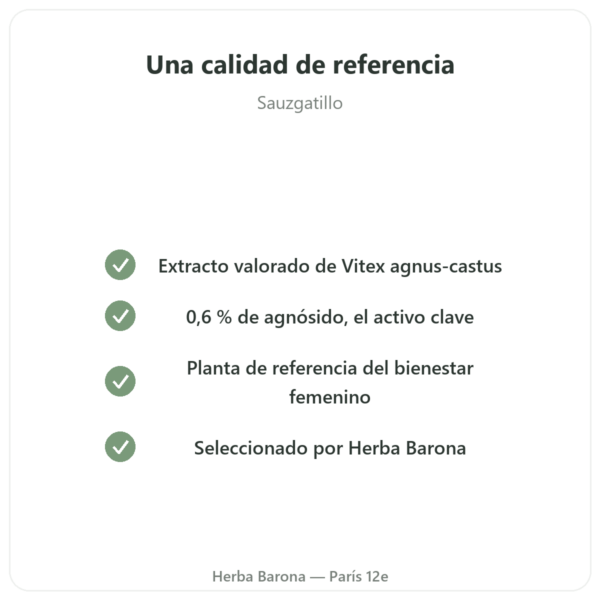 Sauzgatillo Extracto 250 mg – 0,6% Agnusido – 60 Cápsulas calidad Paris Herba Barona