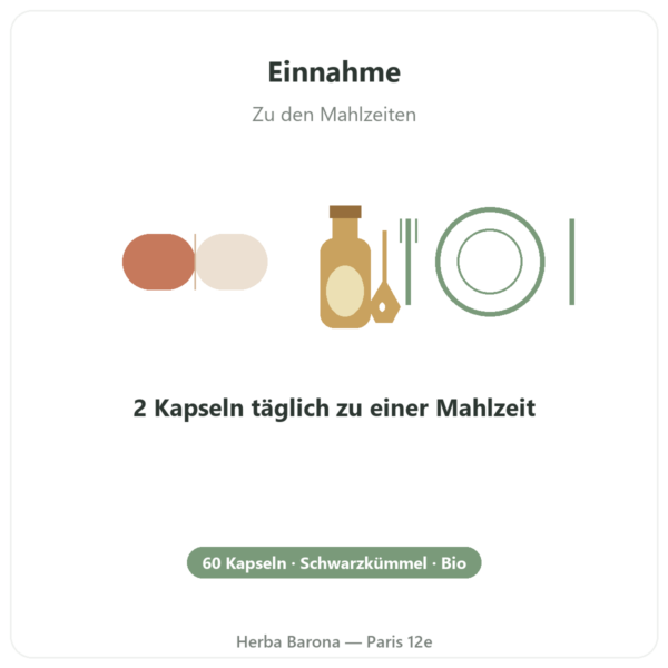 Schwarzkümmelöl Bio – Dynveo – 60 Kapseln Anwendung und Dosierung Paris Herba Barona