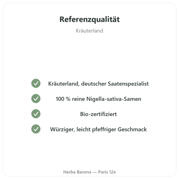 Schwarzkümmelsamen Bio – Kräuterland – 500 g Qualität Paris Herba Barona