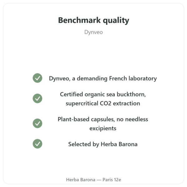 Sea Buckthorn Oil Omega-7 - Dynveo - 60 capsules quality Paris Herba Barona