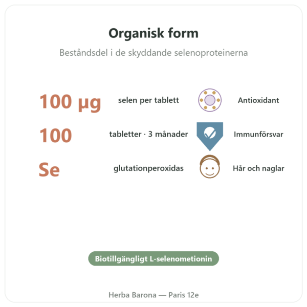 Selen 100 µg – NOW Foods – 100 tabletter fördelar och nyckelfakta Paris Herba Barona