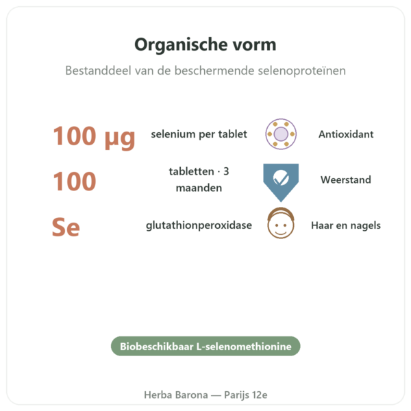 Selenium 100 µg – NOW Foods – 100 tabletten voordelen en kerngegevens Paris Herba Barona