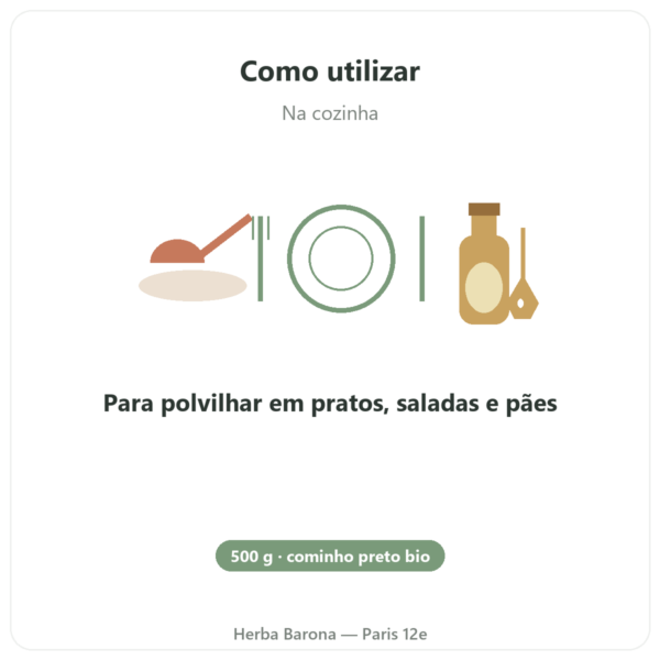 Sementes de Nigela Bio – Kräuterland – 500 g modo de uso e dosagem Paris Herba Barona