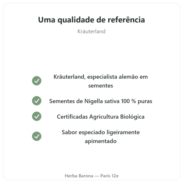 Sementes de Nigela Bio – Kräuterland – 500 g qualidade Paris Herba Barona