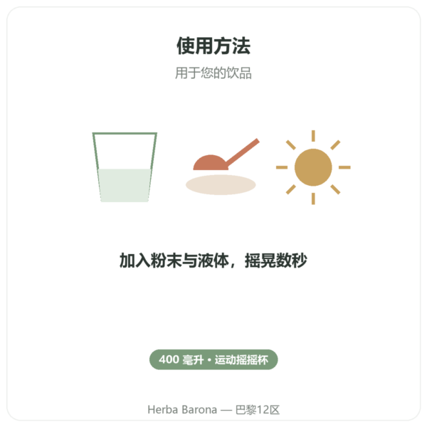 Novoma 运动摇摇杯 400 ml 使用方法与建议剂量 Paris Herba Barona