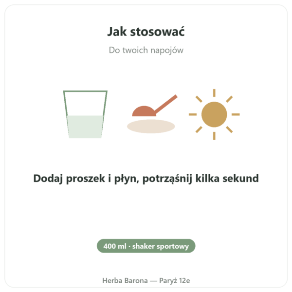 Shaker Sportowy 400 ml Novoma sposób użycia i dawkowanie Paris Herba Barona