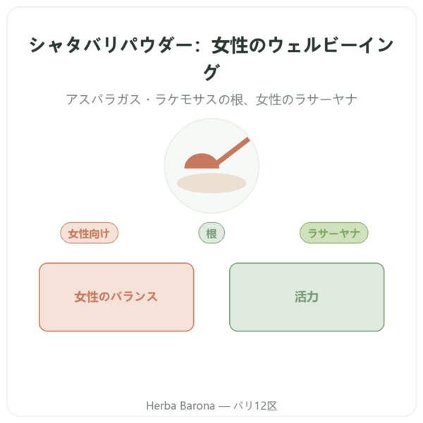 シャタバリ パウダー – Ayur-vana – 150 g presentation Paris Herba Barona